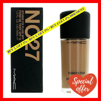 Mac Studio Fix Fluid Spf15 By 1 Oz Foundation - Nc27