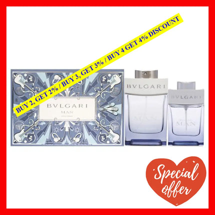 Man Glacial Essence By Bvlgari For Men - 2 Pc Gift Set 3.4Oz Edp Spray 0.5Oz