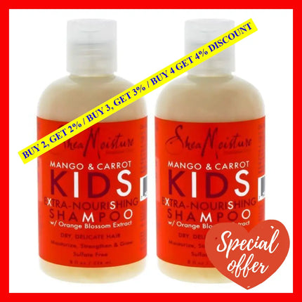 Mango & Carrot Kids Extra-Nourishing Shampoo - Pack Of 2 By Shea Moisture For 8 Oz