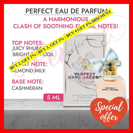 Marc Jacobs 4 Pcs Set For Women: Perfect 0.16 Eau De Parfum + Daisy Love 0.13 Toilette So Fresh