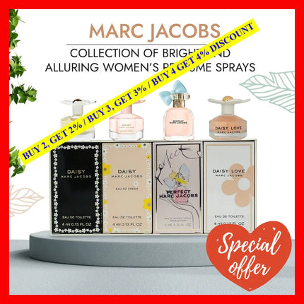 Marc Jacobs 4 Pcs Set For Women: Perfect 0.16 Eau De Parfum + Daisy Love 0.13 Toilette So Fresh