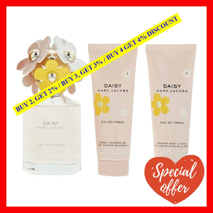 Marc Jacobs Daisy Eau So Fresh 3 Piece Gift Set: De Toilette 75Ml - Body Lotion Shower Gel