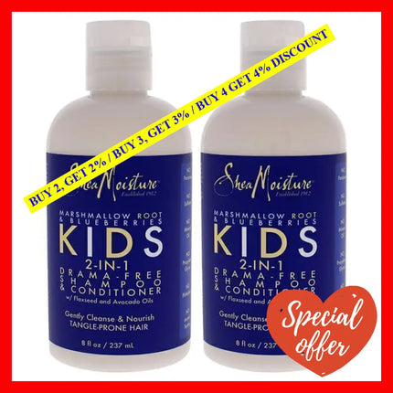 Marshmallow Root And Blueberries Kids 2-In-1 Shampoo Conditioner - Pack Of 2 By Shea Moisture For 8