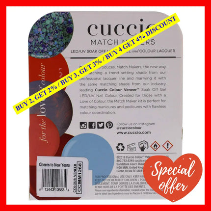 Match Makers Set - Cheers To New Years By Cuccio Colour For Women 2 Pc 0.44Oz Veneer Soak Of Gel