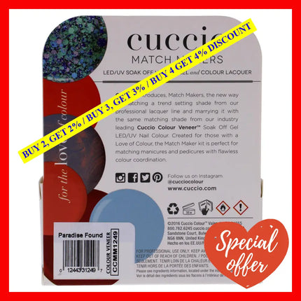 Match Makers Set - Paradise Found By Cuccio Colour For Women 2 Pc 0.44Oz Veneer Soak Of Gel Nail