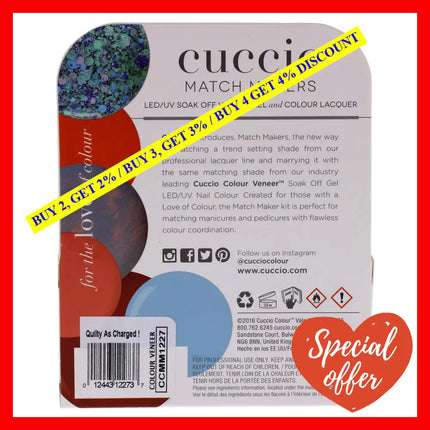 Match Makers Set - Quilty As Charged By Cuccio Colour For Women 2 Pc 0.44Oz Veneer Soak Of Gel Nail