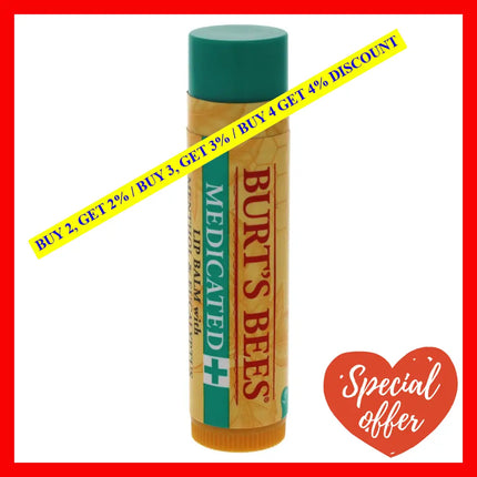 Medicated Moisturizing Lip Balm By Burts Bees For Unisex - 0.15 Oz