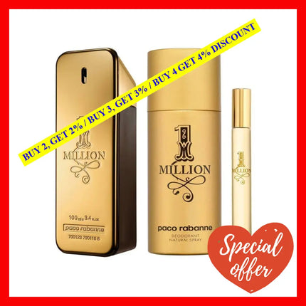 Men’s Perfume Set 1 Million Paco Rabanne (3 Pcs)