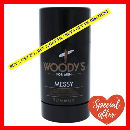 Messy Firm Hold Matte Stick Wax By Woodys For Men - 2.6 Oz Deodorant