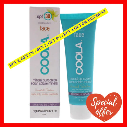 Mineral Face Sunscreen Matte Tint Spf 30 - Unscented By Coola For Unisex 1.7 Oz