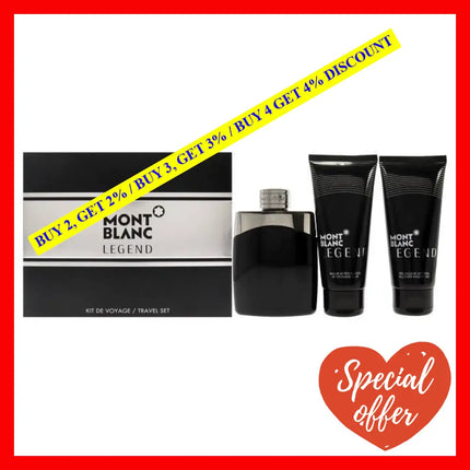 Mont Blanc Legend By For Men - 3 Pc Gift Set 3.3Oz Edt Spray After Shave Balm All-Over Shower Gel