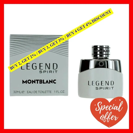 Mont Blanc Legend Spirit By 1 Oz Eau De Toilette Spray For Men