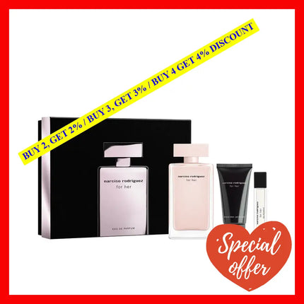 Narciso Rodriguez By For Women - 3 Pc Gift Set 3.3Oz Edp Spray 0.33Oz 2.5Oz Body Lotion