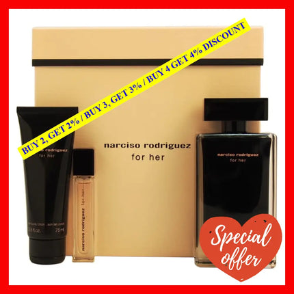 Narciso Rodriguez By For Women - 3 Pc Gift Set 3.3Oz Edt Spray 0.33Oz Purse 2.5Oz Body Lotion