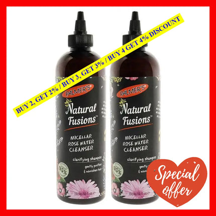 Natural Fusions Micellar Rose Water Cleanser Clarifying Shampoo - Pack Of 2 By Palmers For Unisex