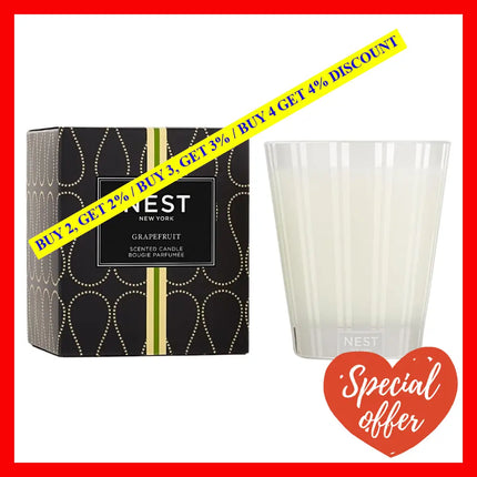 Nest Fragrances Grapefruit Classic Candle 230 G 8.1 Oz Candle Approximate Burn Time: 50-60 Hours.