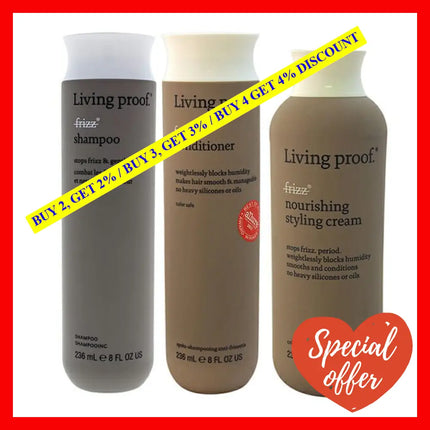 No Frizz Shampoo Conditioner And Cream Kit By Living Proof For Unisex - 3 Pc 8Oz Nourishing Styling