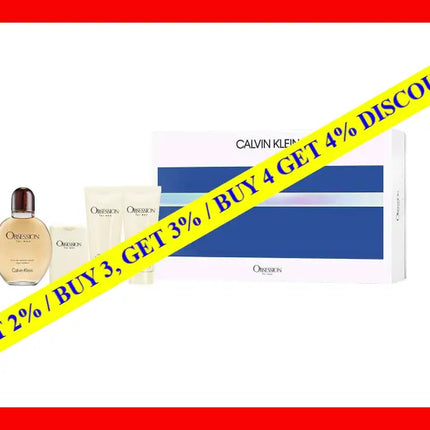 Obsession By Calvin Klein For Men - 4 Pc Gift Set 4Oz Edt Spray 3.4Oz After Shave Balm Body Wash