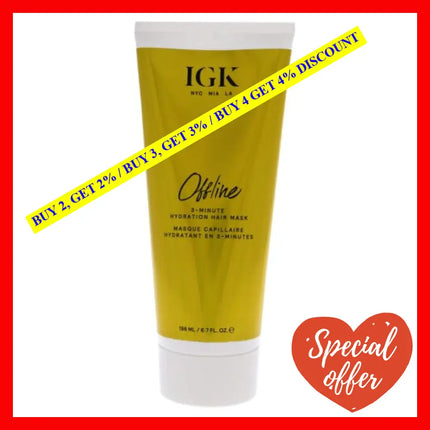 Offline 3 Minute Hydration Hair Mask By Igk For Unisex - 6.7 Oz Masque