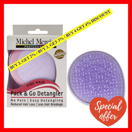 Pack And Go Detangler Fine Hair - Purple-Pink By Michel Mercier For Unisex 1 Pc Brush