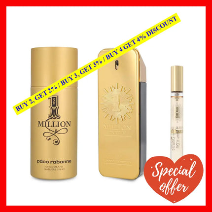 Paco Rabanne 1 Million Parfum 100Ml Gift Set (Contains Edp + 150Ml Deodorant Spray)