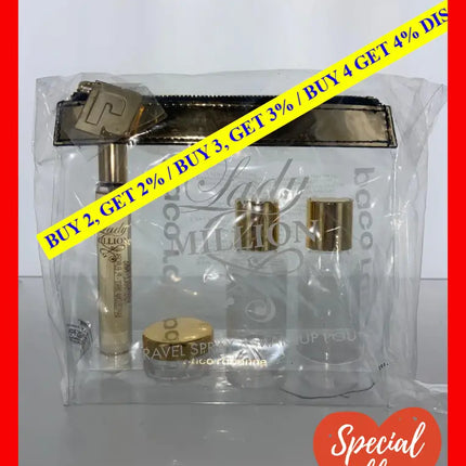 Paco Rabanne Lady Million For Women 5 Piece Set (0.34 Eau De Parfum Travel Spray + 3 Empty