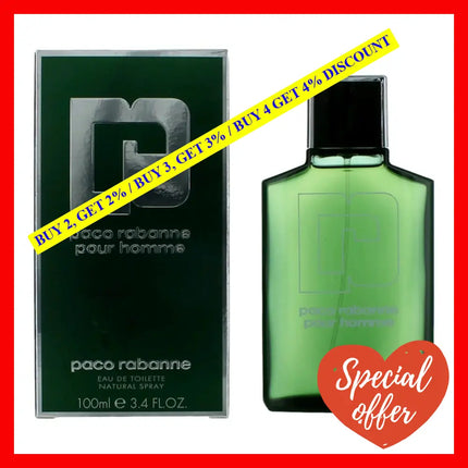 Paco Rabanne Pour Homme By 3.4 Oz Eau De Toilette Spray For Men