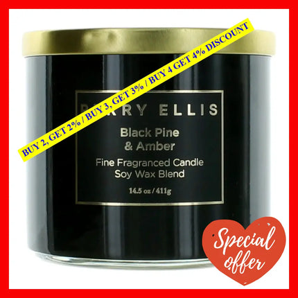 Perry Ellis 14.5 Oz Soy Wax Blend 3 Wick Candle - Black Pine & Amber