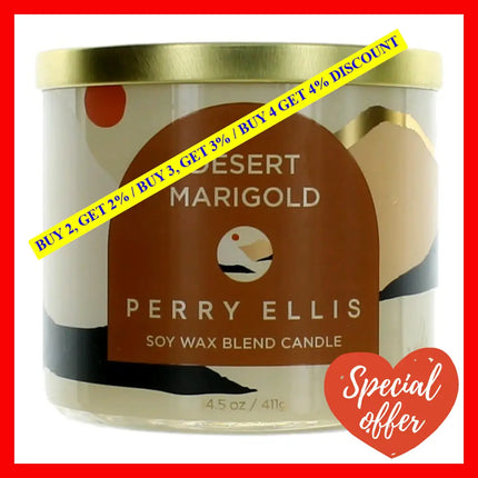 Perry Ellis 14.5 Oz Soy Wax Blend 3 Wick Candle - Desert Marigold