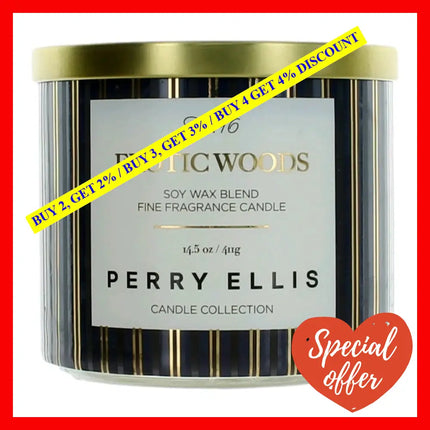 Perry Ellis 14.5 Oz Soy Wax Blend 3 Wick Candle - Exotic Woods