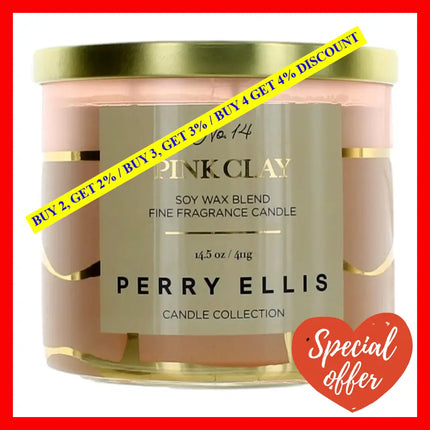 Perry Ellis 14.5 Oz Soy Wax Blend 3 Wick Candle - Pink Clay