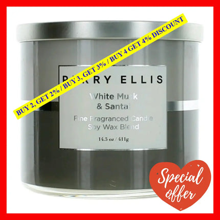 Perry Ellis 14.5 Oz Soy Wax Blend 3 Wick Candle - White Musk & Santal