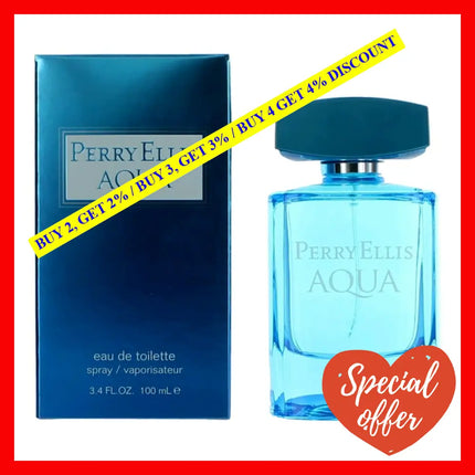 Perry Ellis Aqua By 3.4 Oz Eau De Toilette Spray For Men