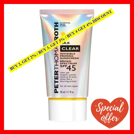 Peter Thomas Roth Max Clear Invisible Priming Sunscreen Spf 45Unisex 1.7 Oz / 50 Ml