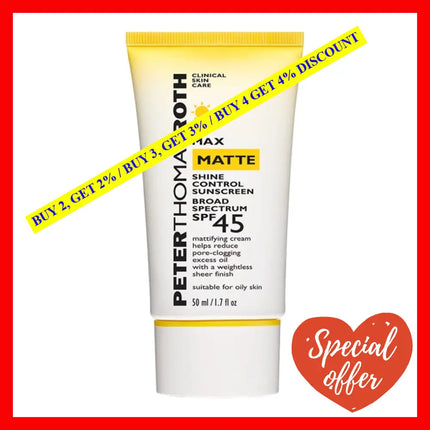 Peter Thomas Roth Max Matte Shine Control Dry Cream Sunscreen - Spf 45 For Women 1.7 Oz / 50 Ml