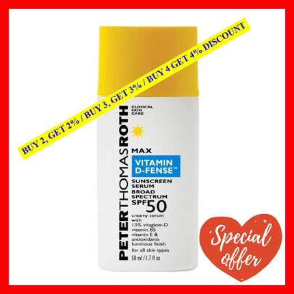 Peter Thomas Roth Max Vitamin D-Fense Sunscreen Serum Broad Spectrum Spf 50 1.7 Oz / Ml