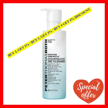 Peter Thomas Roth Water Drench Hyaluronic Cloud Makeup Removing Gel Cleanser 6.7 Oz / 200 Ml