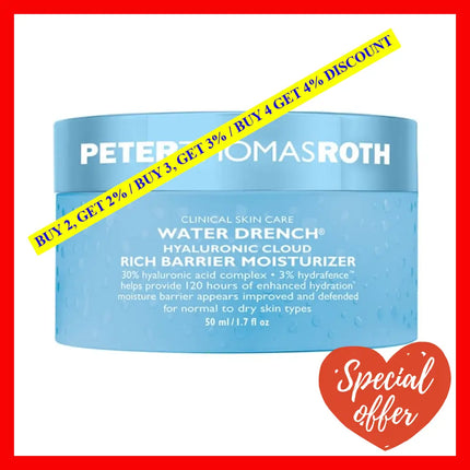 Peter Thomas Roth Water Drench Hyaluronic Cloud Rich Barrier Moisturizer 1.7 Oz / 50 Ml