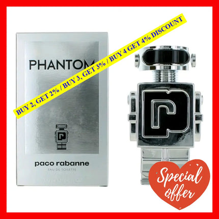 Phantom By Paco Rabanne 3.4 Oz Eau De Toilette Spray For Men