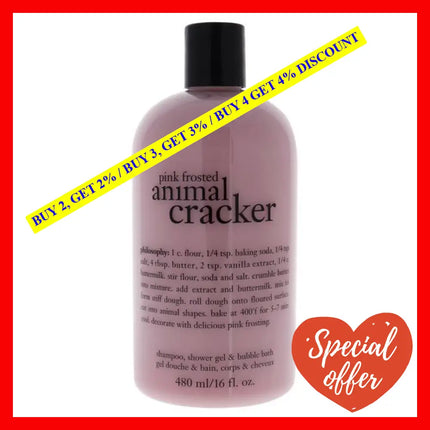 Pink Frosted Animal Cracker By Philosophy For Unisex - 16 Oz Shampoo Shower Gel And Bubble Bath