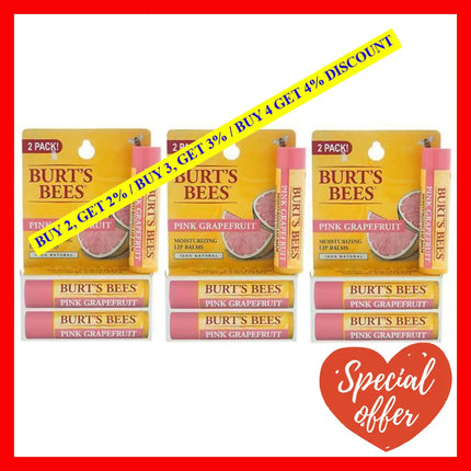 Pink Grapefruit Moisturizing Lip Balm Twin Pack By Burts Bees For Unisex - 2 X 0.15 Oz Of 3