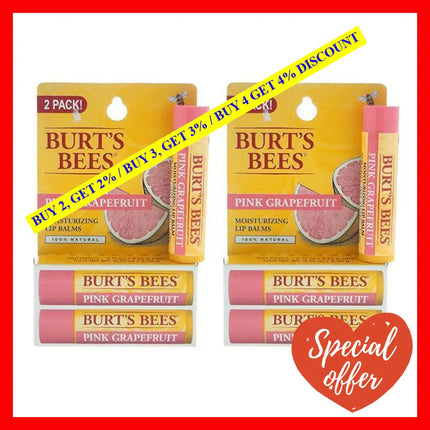 Pink Grapefruit Moisturizing Lip Balm Twin Pack By Burts Bees For Unisex - 2 X 0.15 Oz Of