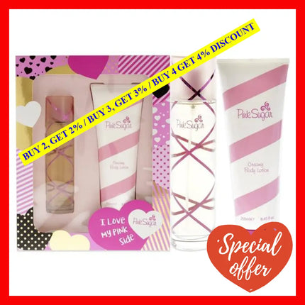 Pink Sugar By Aquolina For Women - 2 Pc Gift Set 3.4 Oz Edt Spray 8.45 Creamy Body Lotion