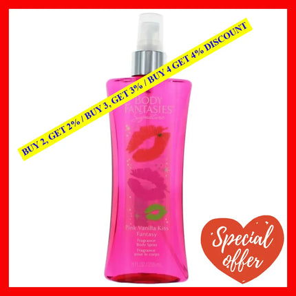 Pink Vanilla Kiss Fantasy By Body Fantasies 8 Oz Fragrance Spray For Women