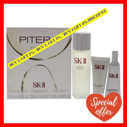 Pitera Aura Kit By Sk-Ii For Unisex - 3 Pc 2.5 Oz Facial Treatment Essence 0.5 Cleanser 0.33