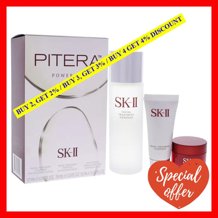 Pitera Power Kit By Sk-Ii For Unisex - 3 Pc 2.5 Oz Facial Treatment Essence 0.57 Cleanser 0.50 Rna