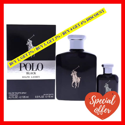 Polo Black By Ralph Lauren For Men - 2 Pc Gift Set 4.2Oz Edt Spray 0.5Oz