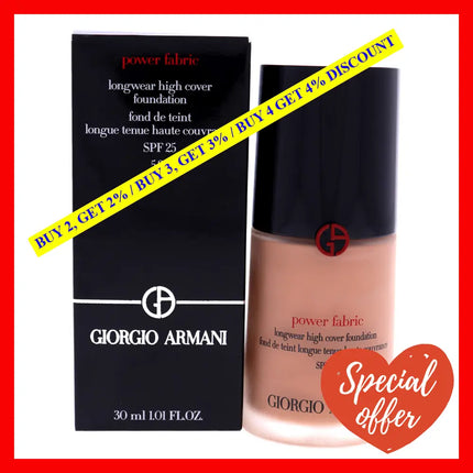 Power Fabric Longwear High Cover Foundation Spf 25 - 5.25 By Giorgio Armani For Women 1 Oz