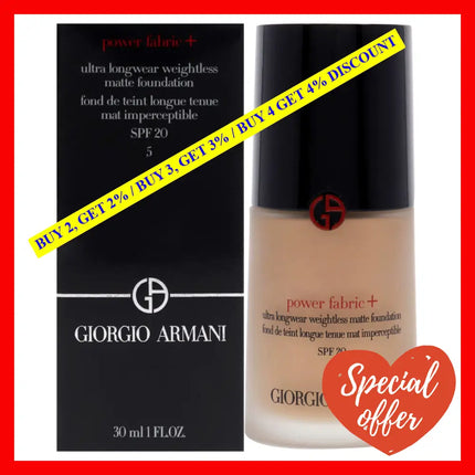 Power Fabric Plus Longwear Weightless Matte Foundation Spf 20 - 5 By Giorgio Armani For Women 1 Oz