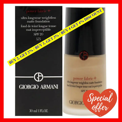 Power Fabric Plus Longwear Weightless Matte Foundation Spf 25 - 5.75 By Giorgio Armani For Women 1